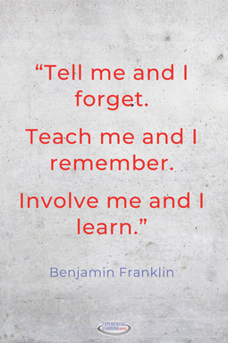Free experiential learning lesson plan templates and tools blog post quote by Benjamin Franklin. 
